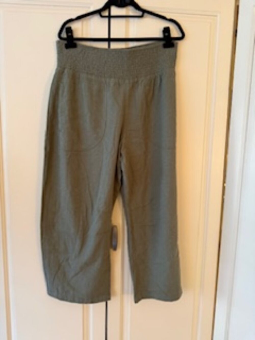 Anthropologie Wide Leg Palazzo Pants, Plastic Waist, Sage Green, Large NWT